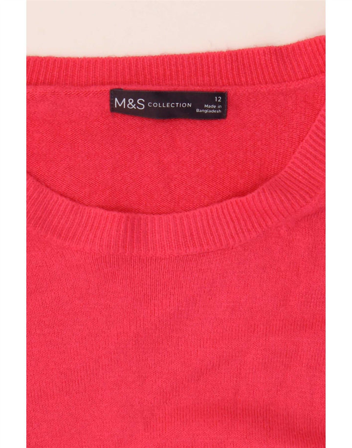 Marks & Spencer Womens Crew Neck Jumper Sweater UK 12 Medium Pink