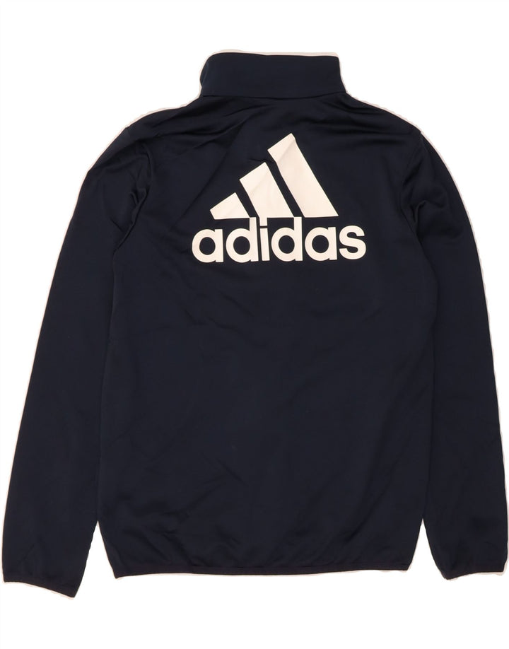 ADIDAS Boys Graphic Tracksuit Top Jacket 11-12 Years Navy Blue Polyester Vintage Adidas and Second-Hand Adidas from Messina Hembry 