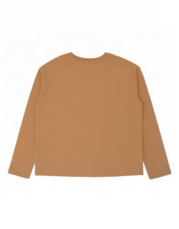 John Lewis Womens Oversized Top Long Sleeve UK 12 Medium Beige Cotton