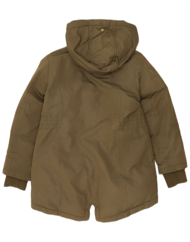 MICHAEL KORS Girls Hooded Parka Jacket 7-8 Years Khaki Polyester