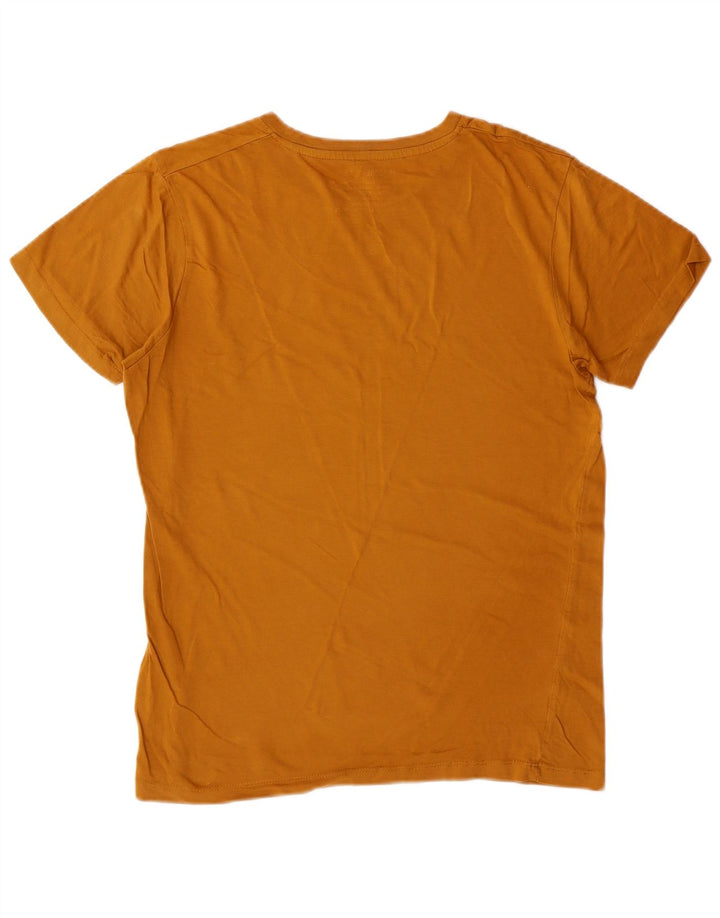 JACK & JONES Mens Graphic T-Shirt Top Medium Yellow Cotton