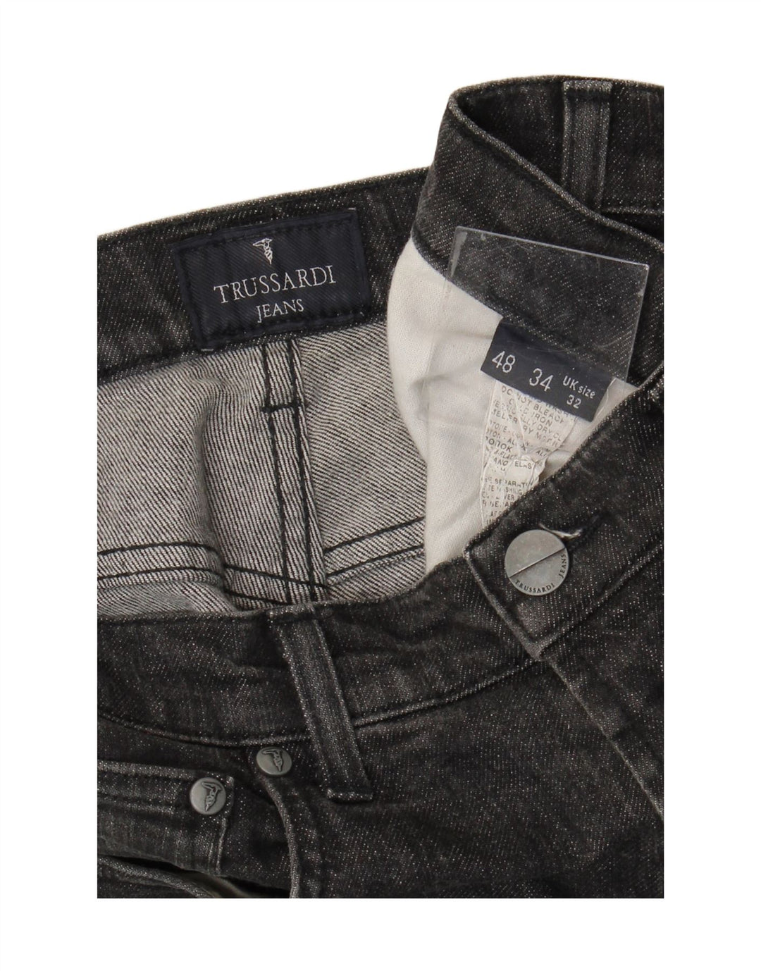 TRUSSARDI Mens Straight Jeans W32 L29 Black Cotton