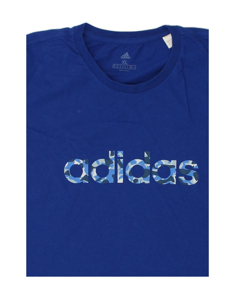 ADIDAS Mens Graphic T-Shirt Top XL Blue Cotton | Vintage Adidas | Thrift | Second-Hand Adidas | Used Clothing | Messina Hembry 