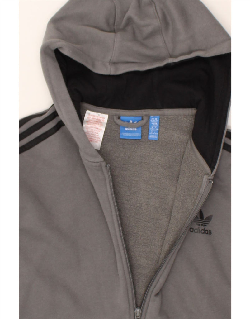 ADIDAS Boys Zip Hoodie Sweater 15-16 Years Grey Colourblock Cotton | Vintage Adidas | Thrift | Second-Hand Adidas | Used Clothing | Messina Hembry 