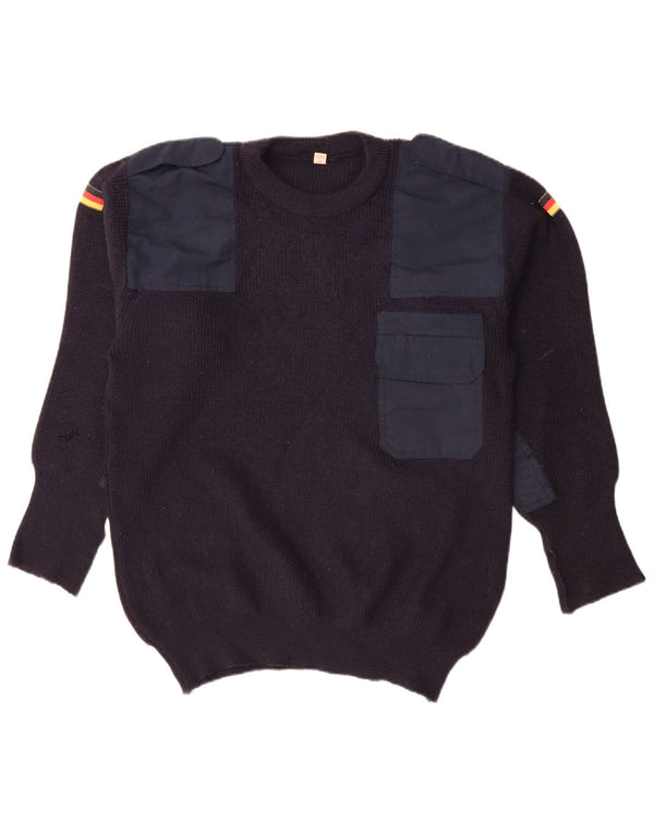 Halfen Mens Military Crew Neck Jumper Sweater EU 52 Large Navy Blue