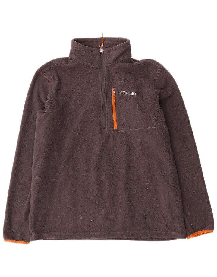 Columbia Mens Zip Neck Fleece Jumper Large Grey Polyester