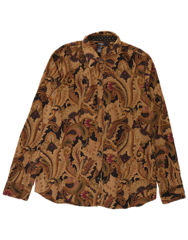 Chaps Womens Shirt UK 18 XL Brown Paisley Cotton
