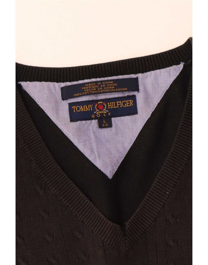 Tommy Hilfiger Mens Vest Tank Top Large Black Cotton