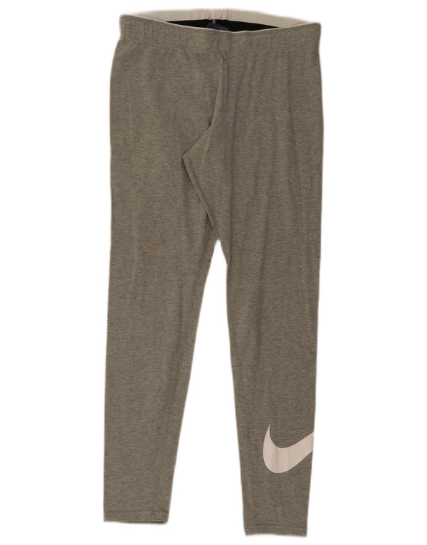 Nike Womens Graphic Leggings UK 12 Medium  Grey Flecked Cotton