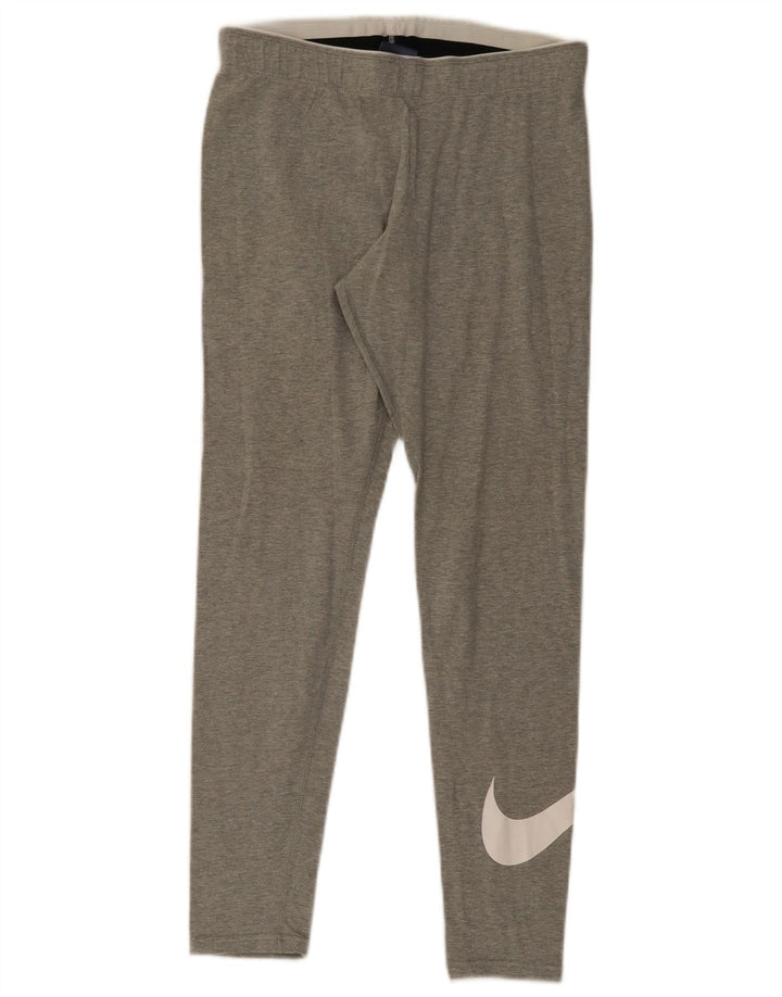 Nike Womens Graphic Leggings UK 12 Medium  Grey Flecked Cotton