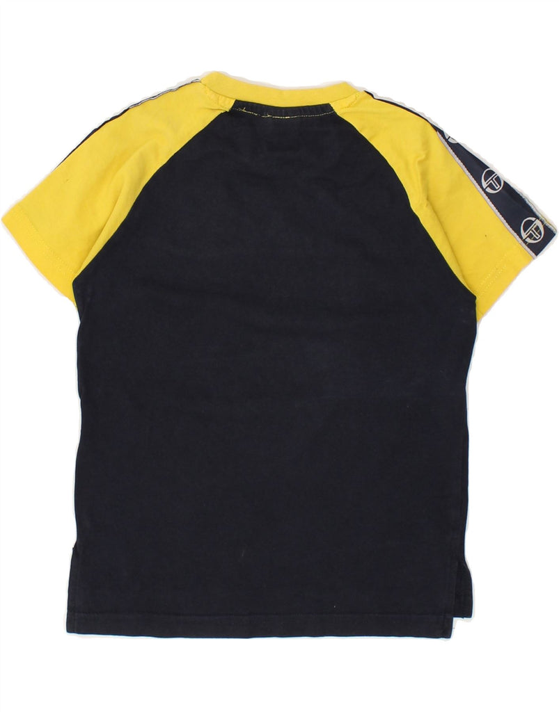 SERGIO TACCHINI Boys Graphic T-Shirt Top 4-5 Years Navy Blue Colourblock | Vintage Sergio Tacchini | Thrift | Second-Hand Sergio Tacchini | Used Clothing | Messina Hembry 