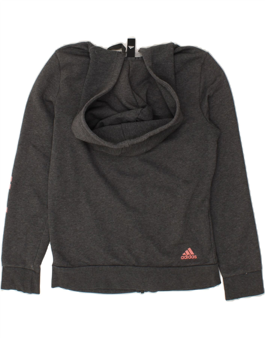 ADIDAS Womens Graphic Zip Hoodie Sweater UK 12 Medium Grey Vintage Adidas and Second-Hand Adidas from Messina Hembry 