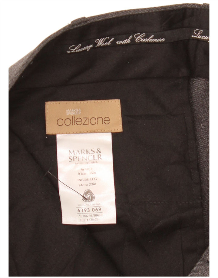 MARKS & SPENCER Mens Straight Suit Trousers W36 L29 Grey Wool