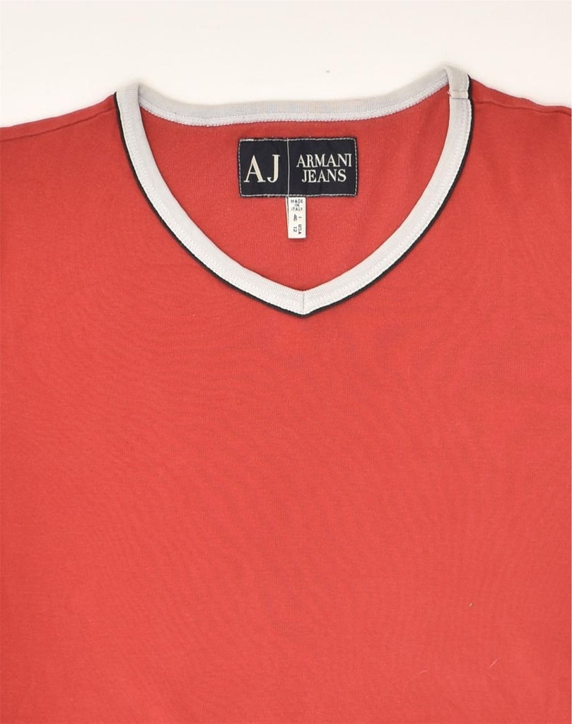 ARMANI Womens T-Shirt Top UK 16 Large Red Cotton | Vintage Armani | Thrift | Second-Hand Armani | Used Clothing | Messina Hembry 