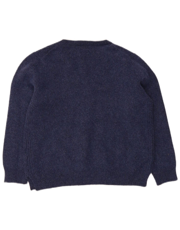 Polo Ralph Lauren Womens V-Neck Jumper Sweater UK 14 Large Navy Blue Wool
