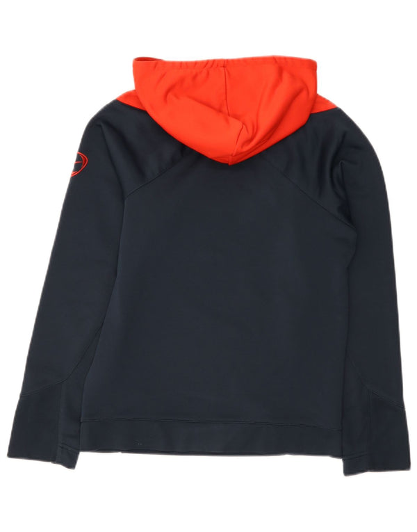 Nike Boys Graphic Hoodie Jumper 12-13 Years Large Navy Blue Colourblock