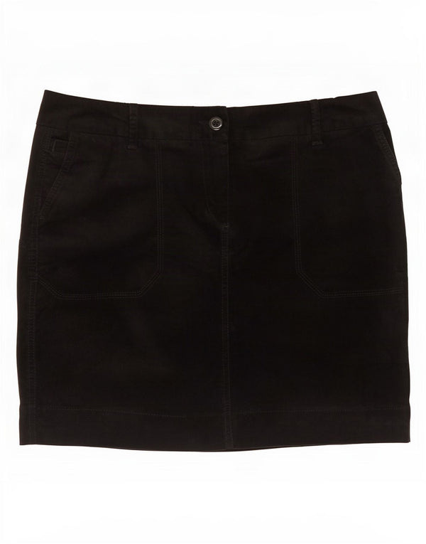 Marks & Spencer Womens Mini Corduroy Skirt UK 14 Large W34 Black Cotton