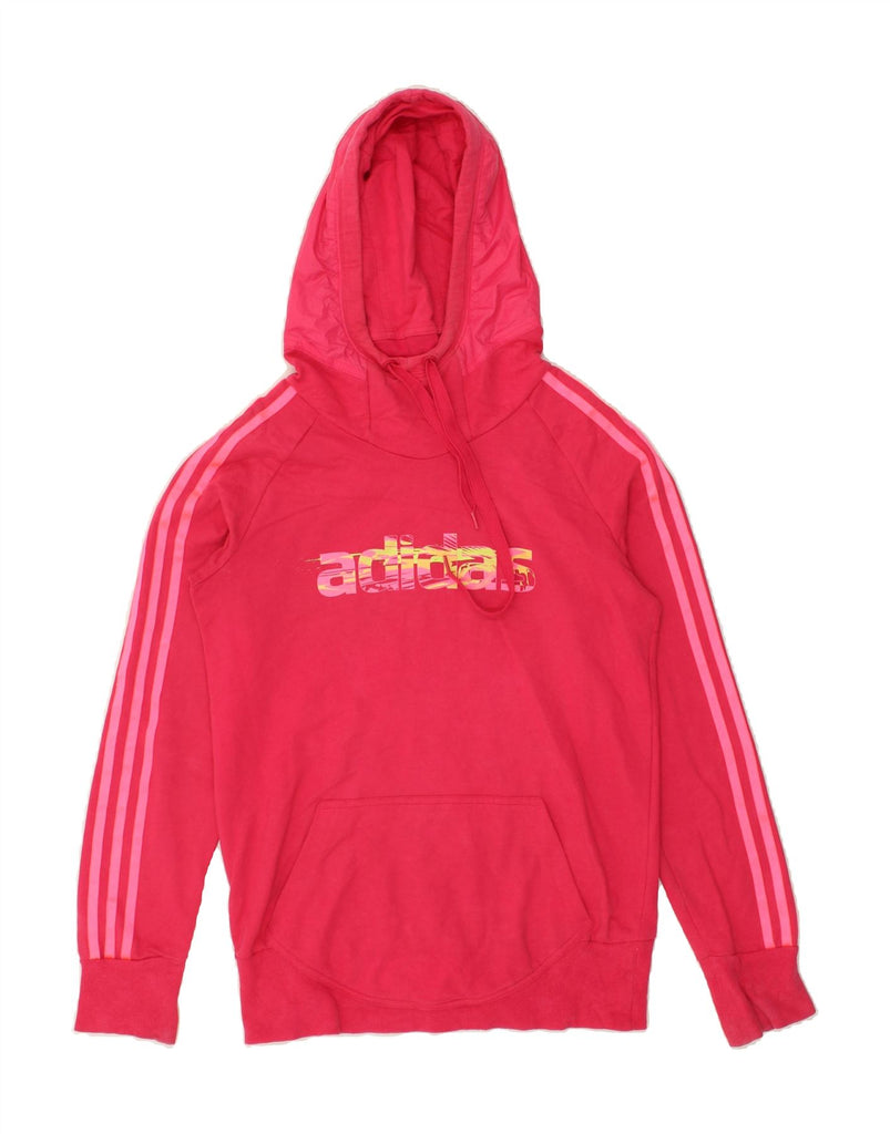 ADIDAS Womens Graphic Hoodie Jumper UK 10 Small Pink Cotton | Vintage Adidas | Thrift | Second-Hand Adidas | Used Clothing | Messina Hembry 