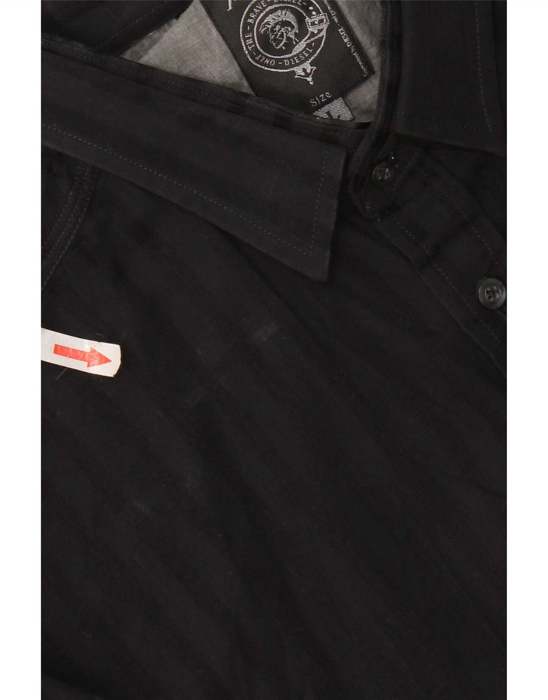 Diesel Mens Shirt Large Black Striped Cotton