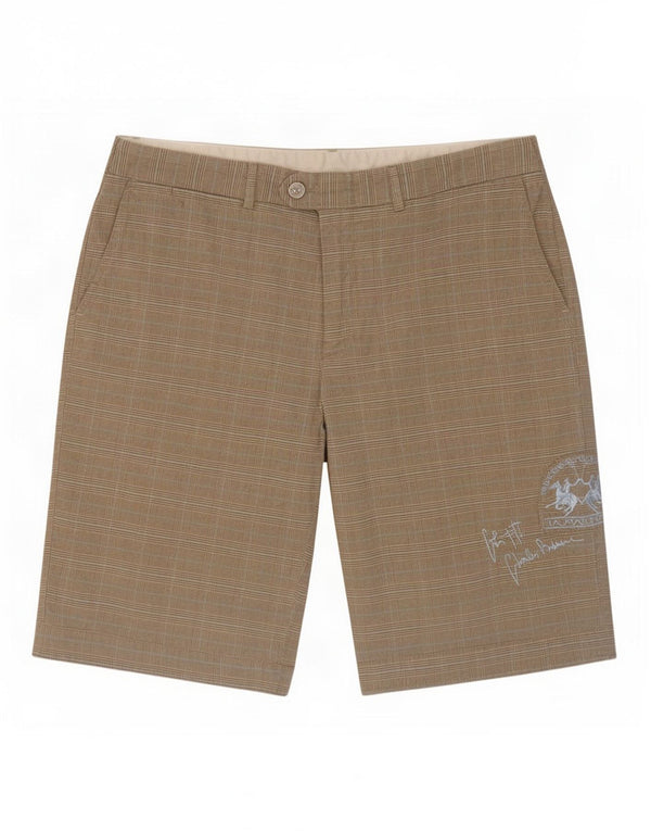 La Martina Mens Graphic Chino Shorts XL W38 Beige Plaid Cotton