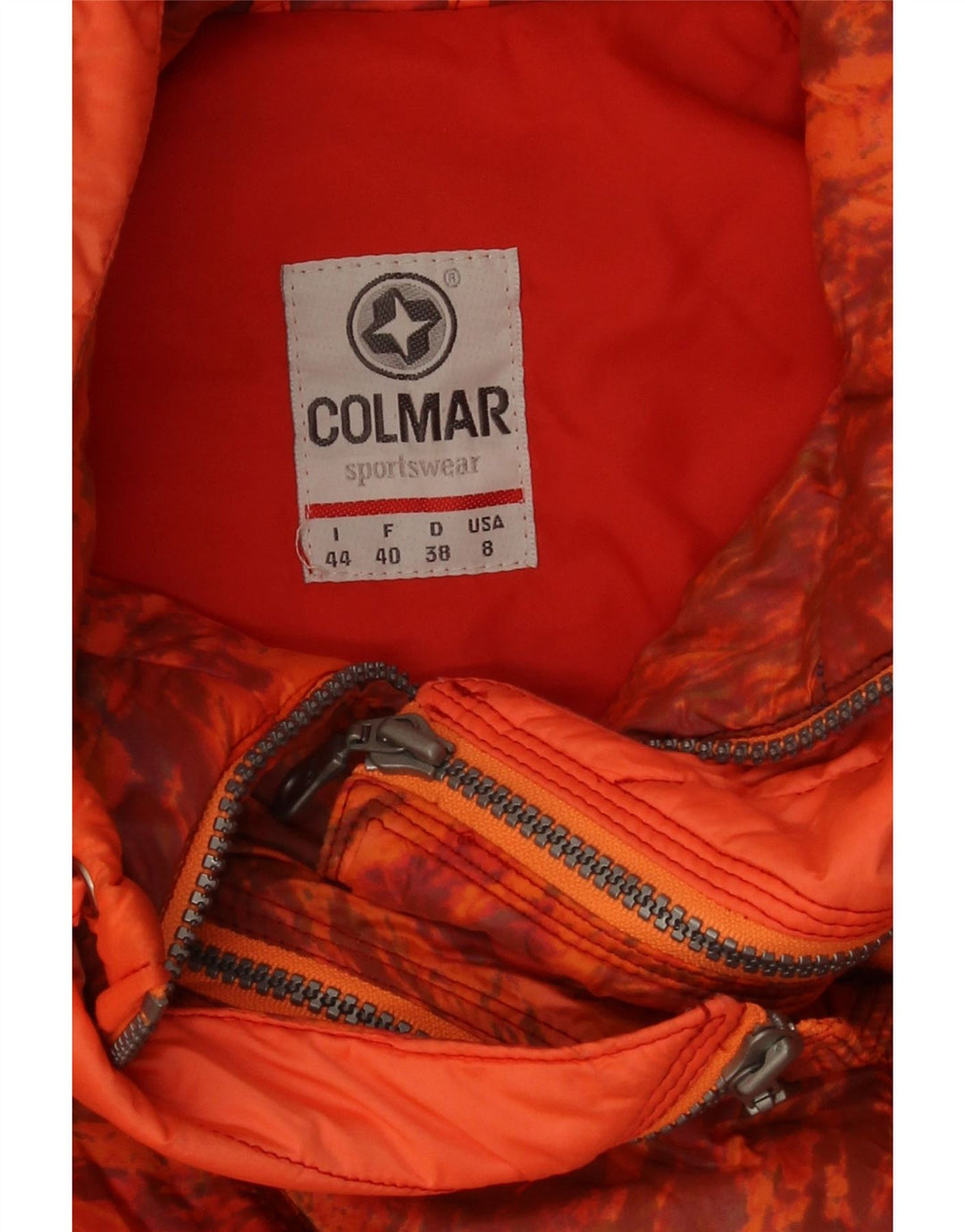 Colmar Womens Hooded Hooded Ski Jacket IT 44 Medium Orange Tie Dye