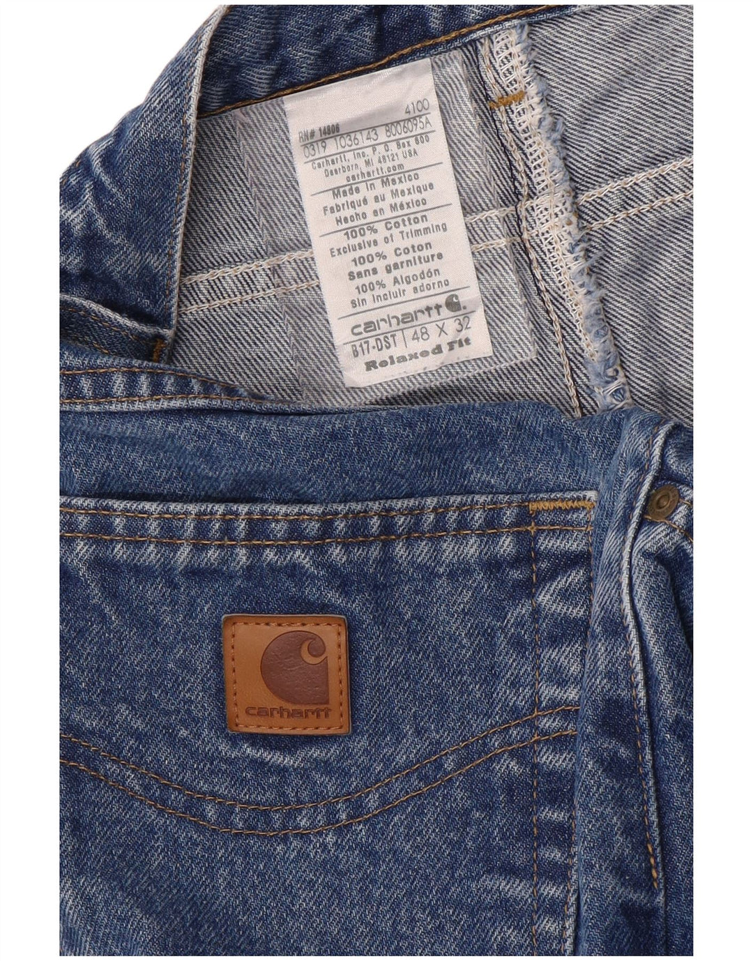 Carhartt Mens Tapered Jeans  W48 L32 Blue Cotton
