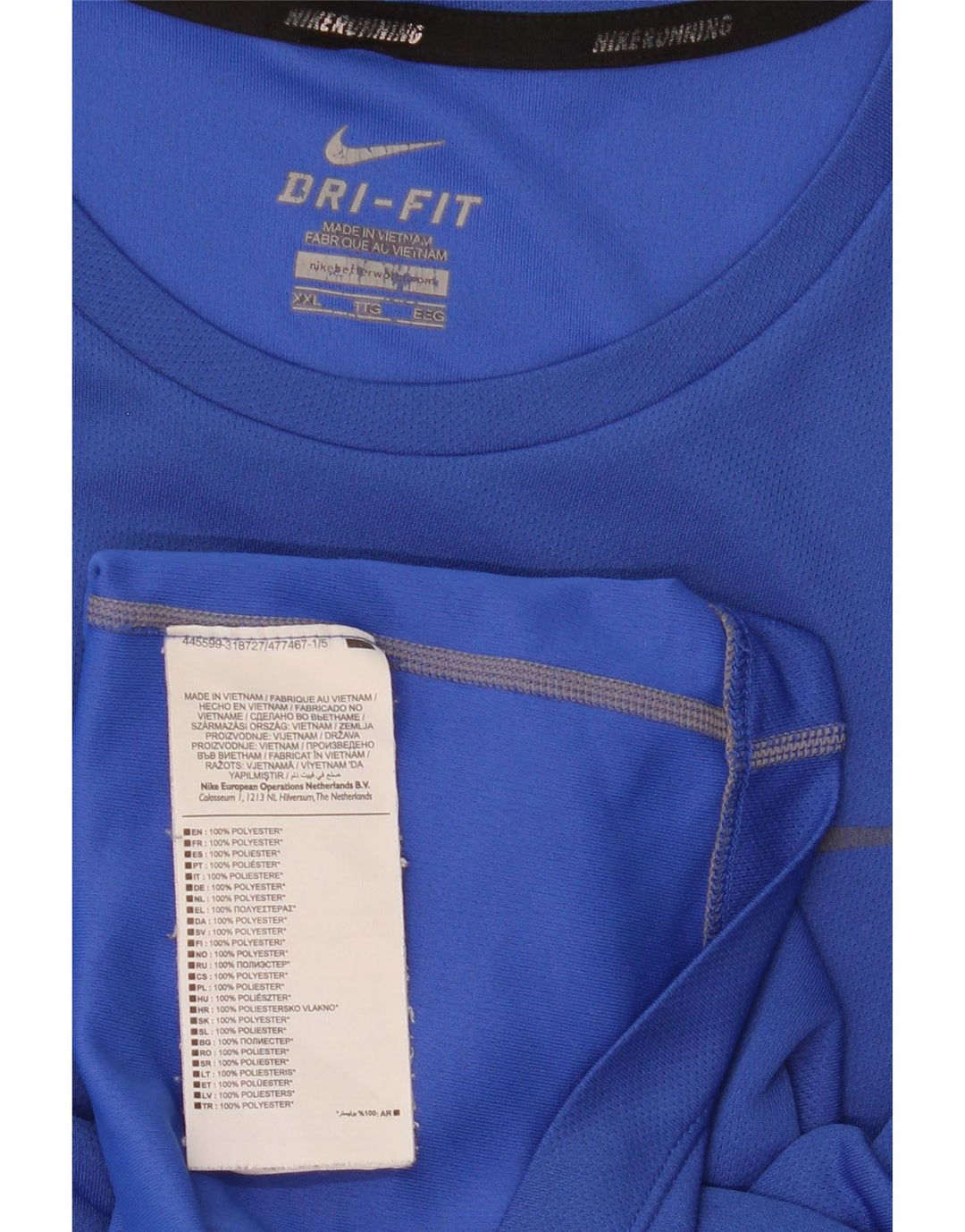 Nike Mens Dri Fit T-Shirt Top 2XL Blue Polyester
