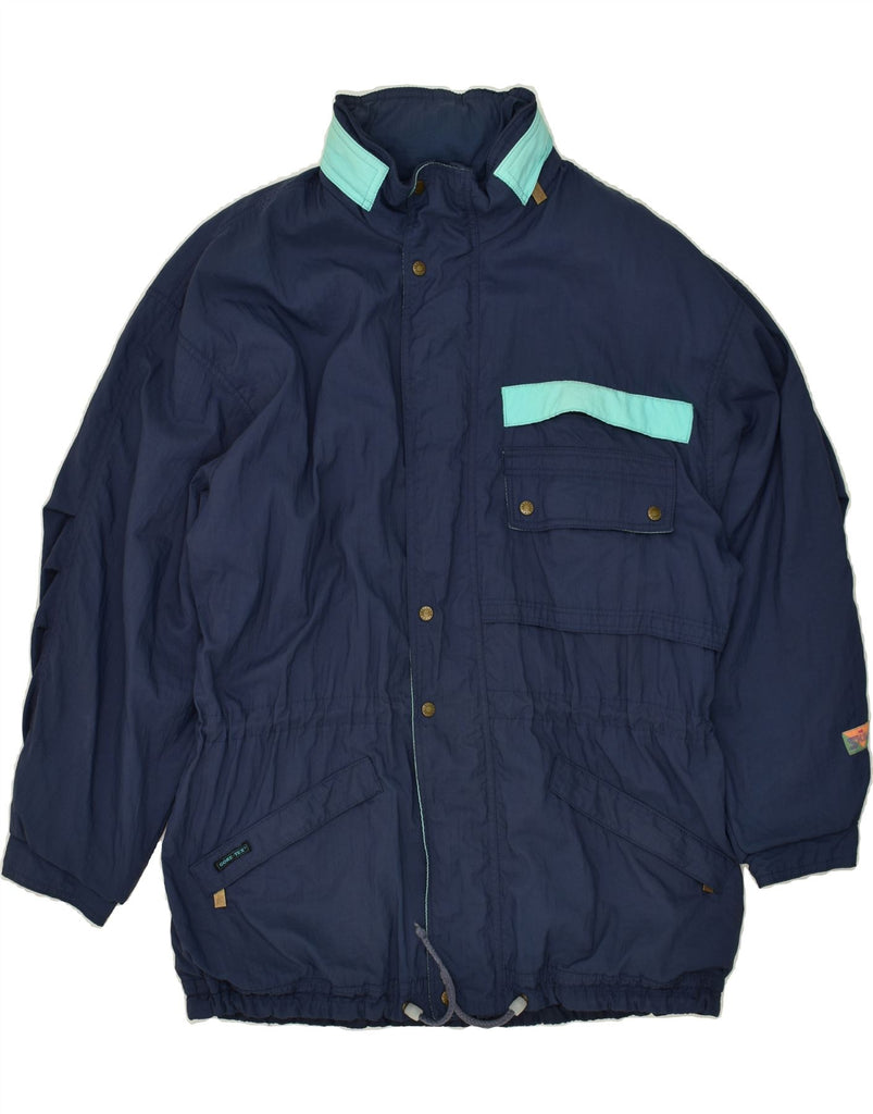 SKILA Mens Hooded Rain Jacket IT 50 Large Navy Blue Polyamide Vintage Skila and Second-Hand Skila from Messina Hembry 