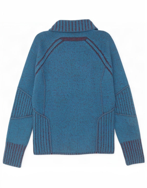 Marlboro Classics Womens Full Zip Cardigan Sweater UK 18 XL Blue Lambswool