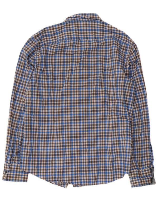 Hugo Boss Mens Slim Fit Shirt Large Blue Check Cotton
