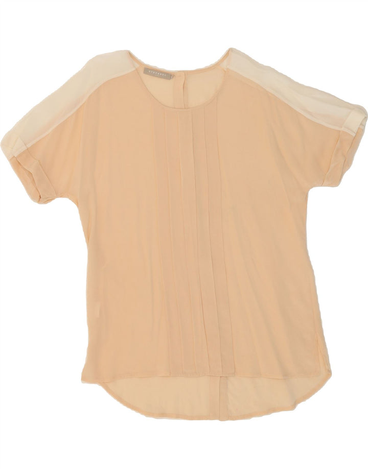 STEFANEL Womens See Through Blouse Top UK 14 Large Beige Colourblock Vintage Stefanel and Second-Hand Stefanel from Messina Hembry 