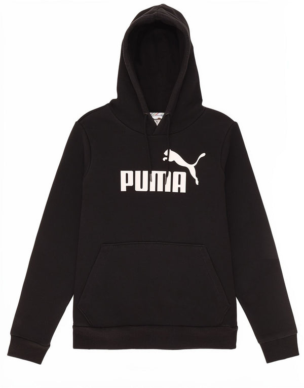 Puma Womens Graphic Hoodie Jumper UK 10 Small Black Cotton