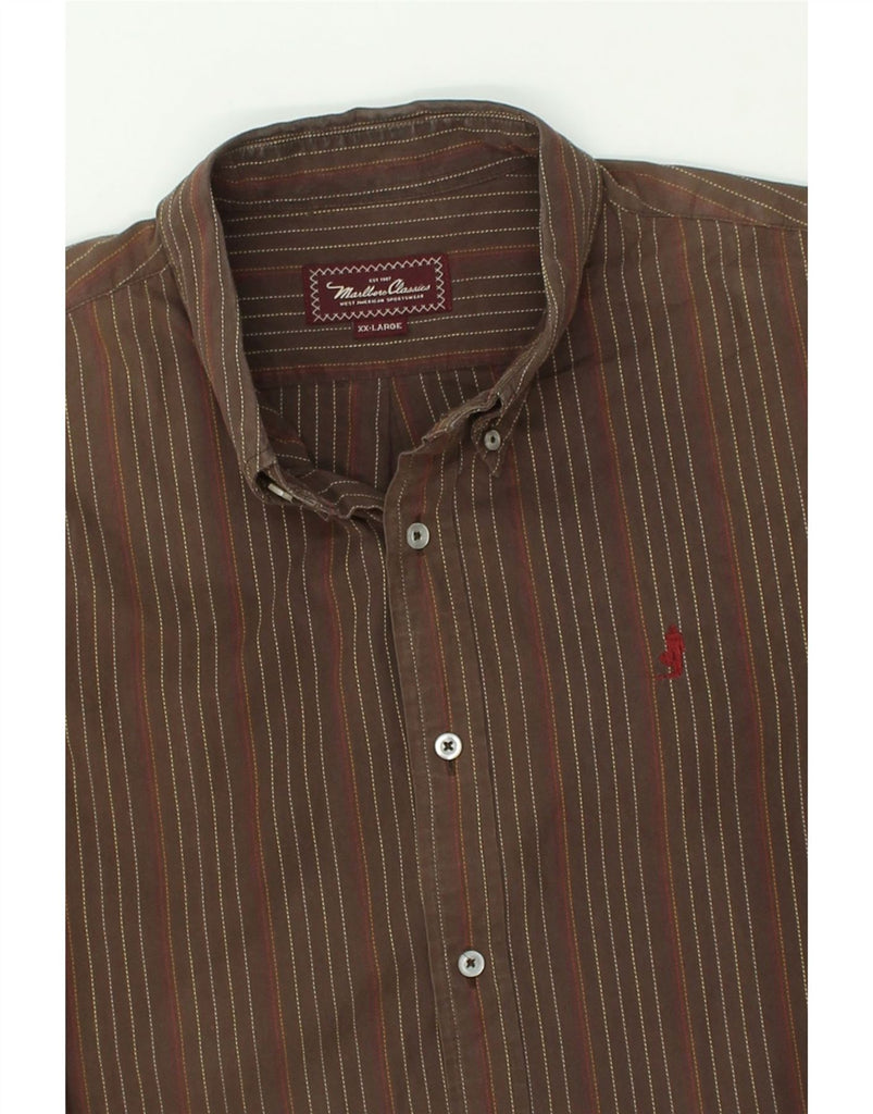 MARLBORO CLASSICS Mens Shirt 2XL Brown Striped | Vintage Marlboro Classics | Thrift | Second-Hand Marlboro Classics | Used Clothing | Messina Hembry 