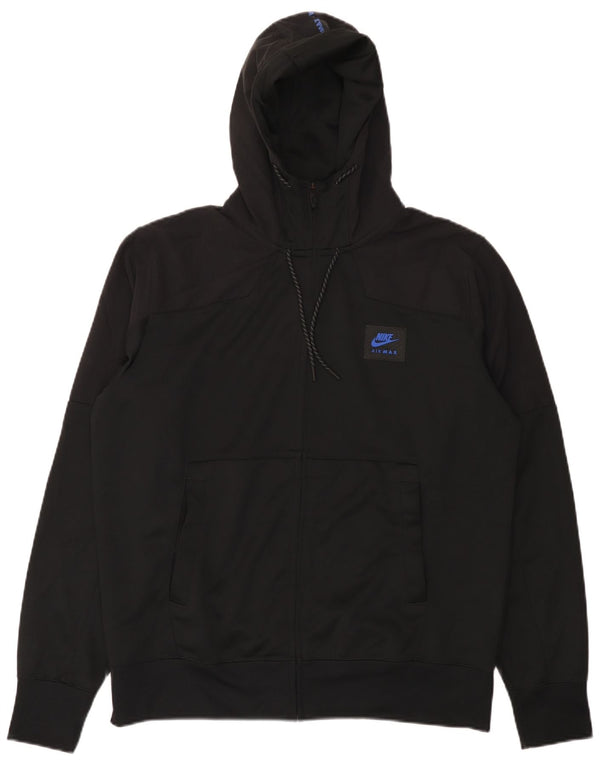Nike Mens Graphic Zip Hoodie Sweater Large Black Polyester