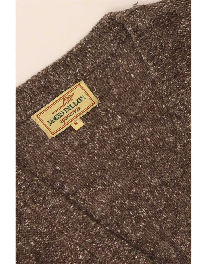 James Dillon Mens Cardigan Sweater Medium Brown Flecked