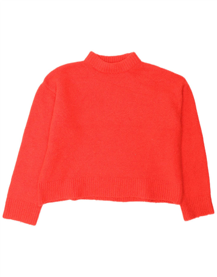Zara Womens Crop Oversized Turtle Neck Jumper Sweater UK 10 Small Orange