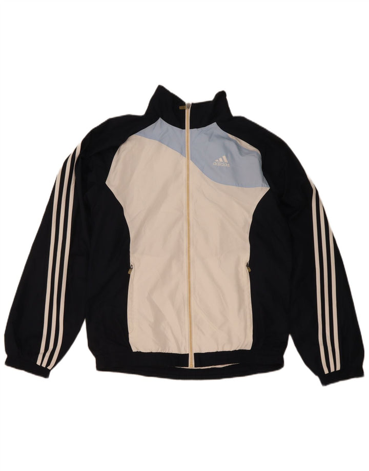 Adidas Mens Tracksuit Top Jacket Small Navy Blue Colourblock Polyester