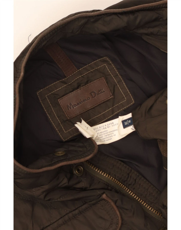 Massimo Dutti Mens Quilted Jacket UK 38 Medium Brown Polyester