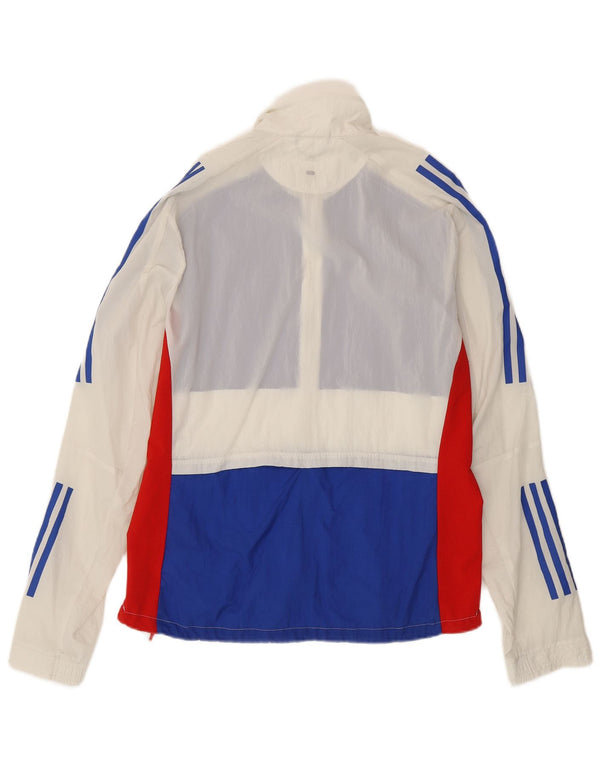Adidas Mens Running Tracksuit Top Jacket Medium White Colourblock Nylon
