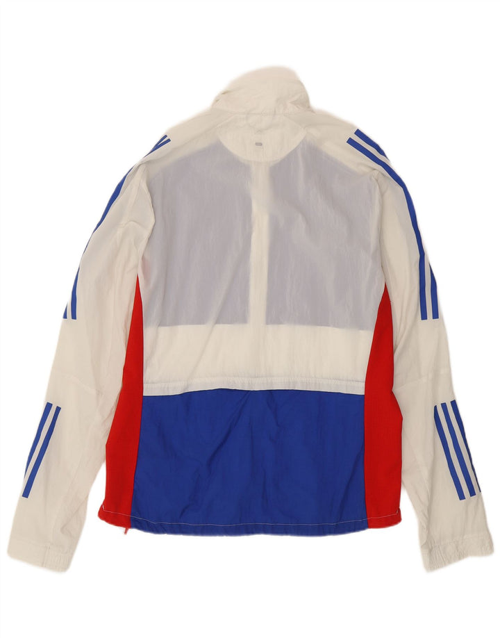 Adidas Mens Running Tracksuit Top Jacket Medium White Colourblock Nylon