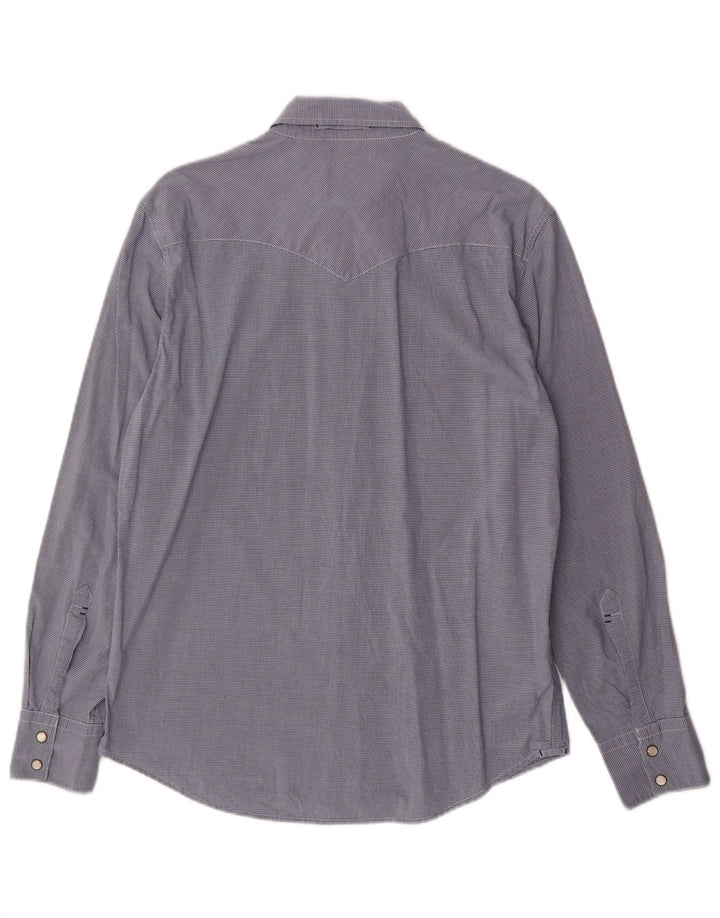 LEVI'S Mens Western Slim Fit Shirt Medium Blue Gingham Cotton