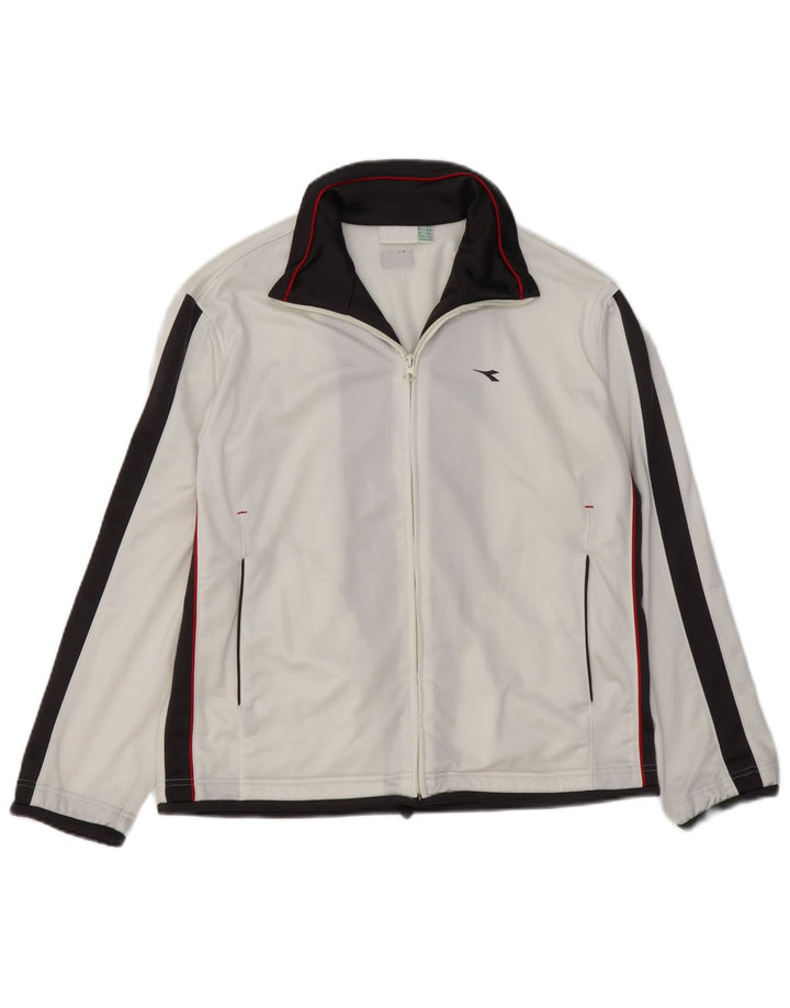 Diadora Mens Tracksuit Top Jacket UK 32 2XS White Colourblock Polyester