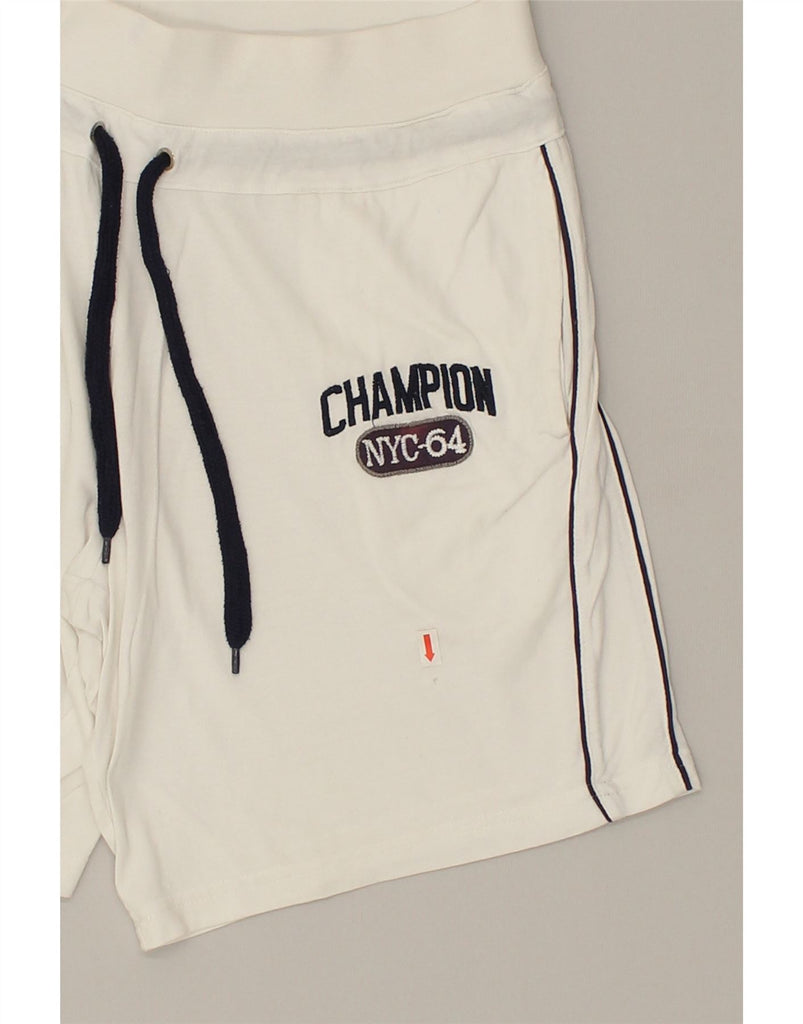 CHAMPION Mens Graphic Sport Shorts Medium White Cotton | Vintage Champion | Thrift | Second-Hand Champion | Used Clothing | Messina Hembry 