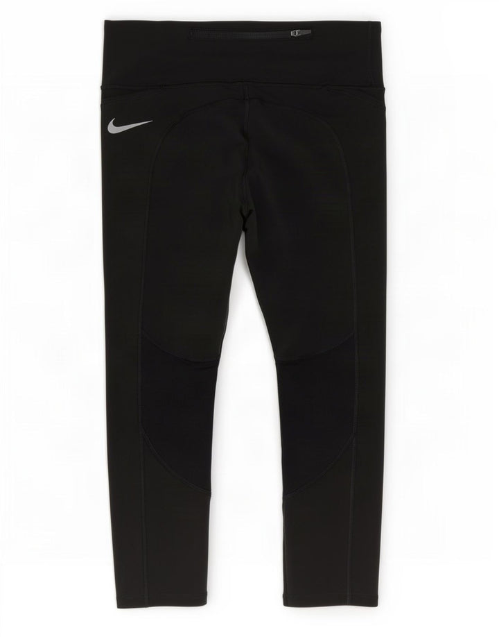 Nike Womens Dri Fit Capri Leggings UK 8 Small Black Polyester