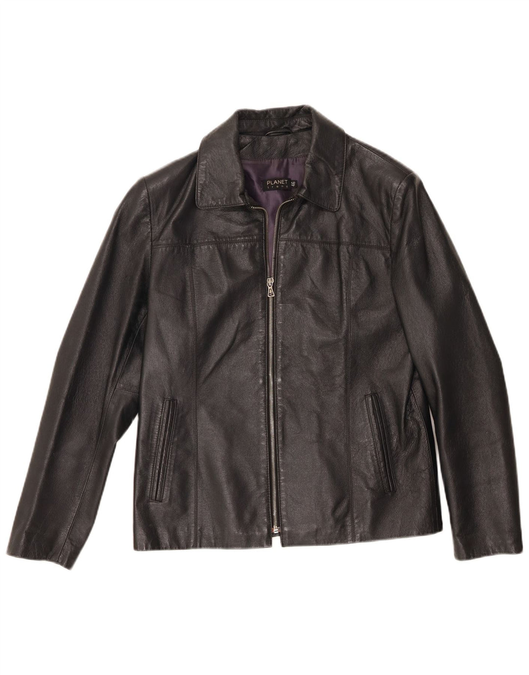 Planet Mens Leather Jacket IT 46 Small Black Leather