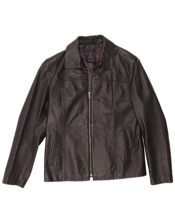 Planet Mens Leather Jacket IT 46 Small Black Leather