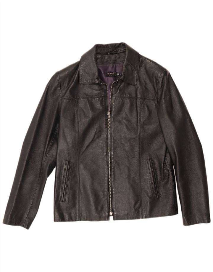 Planet Mens Leather Jacket IT 46 Small Black Leather