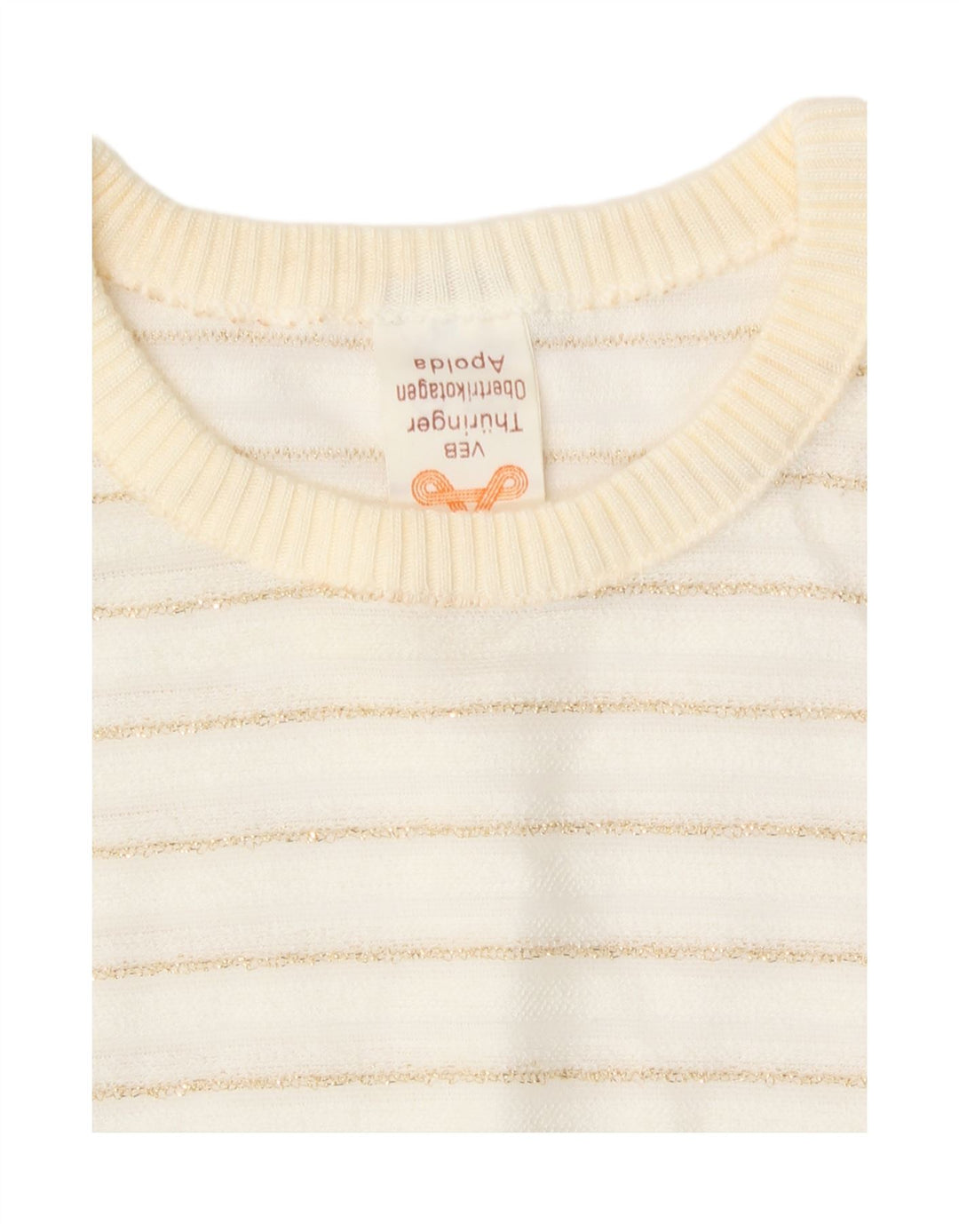 Vintage Womens Crew Neck Jumper Sweater EU 42 Large White Striped