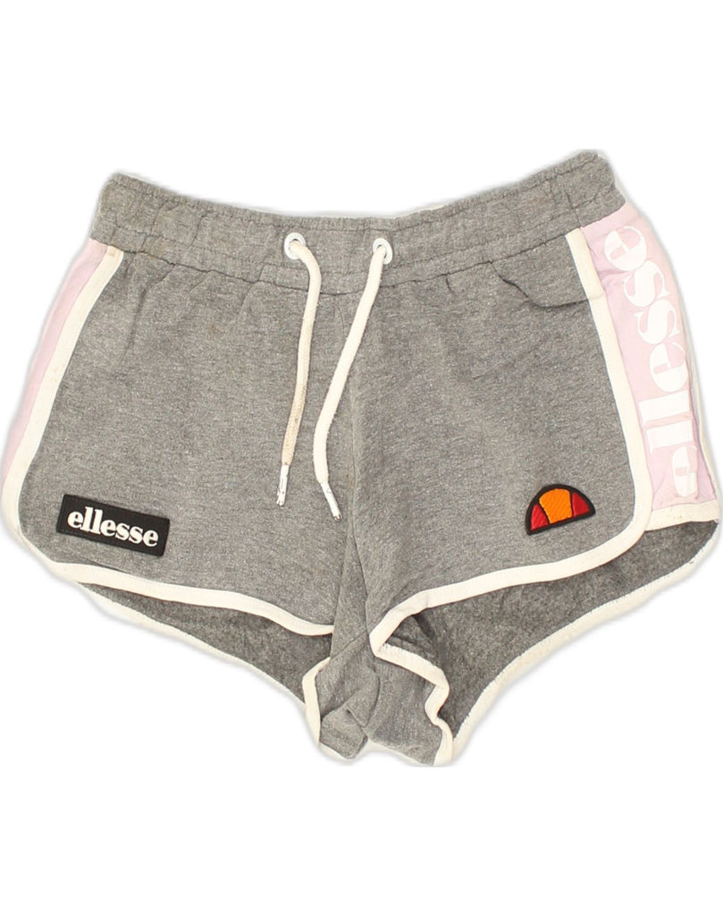 ELLESSE Womens Sport Shorts UK 8 Small Grey Cotton | Vintage Ellesse | Thrift | Second-Hand Ellesse | Used Clothing | Messina Hembry 