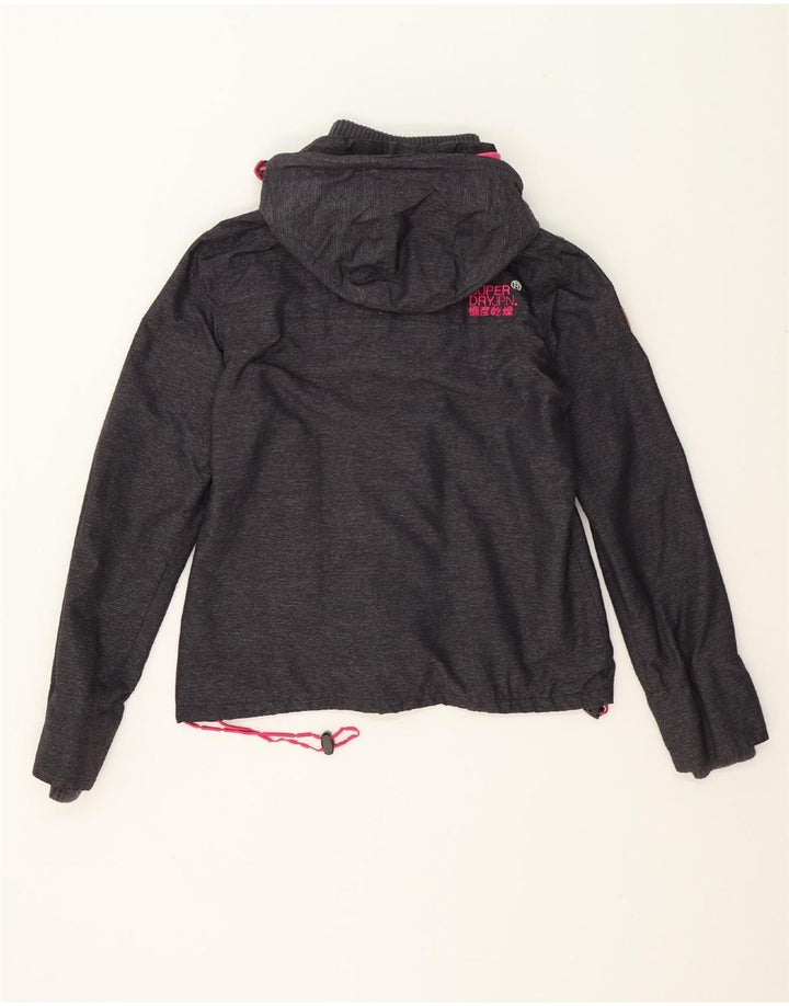SUPERDRY Womens Hooded Windbreaker Jacket UK 14 Medium Grey Polyester Vintage Superdry and Second-Hand Superdry from Messina Hembry 
